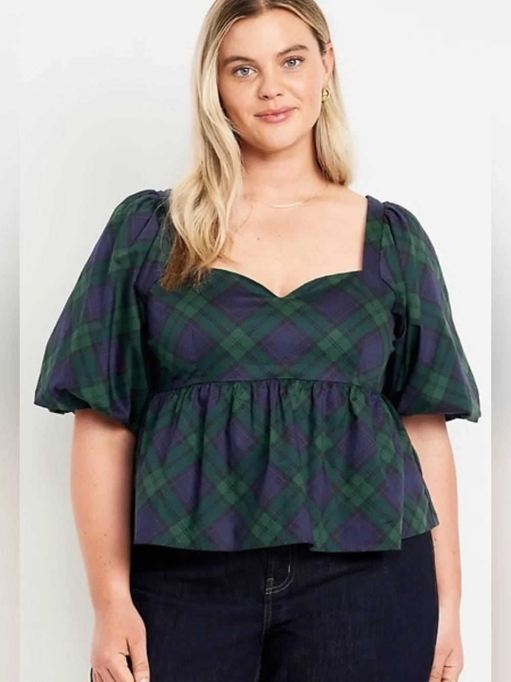 NEW…Poplin Puff Sleeve Peplum Top